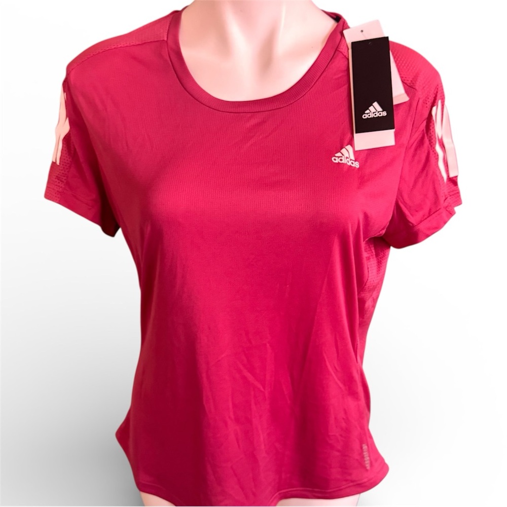 NWT Adidas Own The Run Tee AeroReady Large Fuchsia Hot Pink Workout Athletic